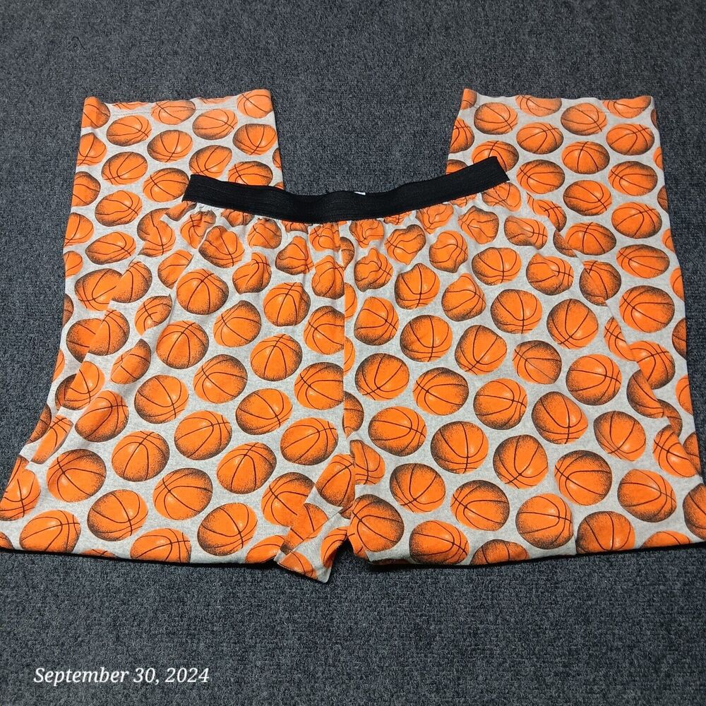 Boxercraft Pajama Pants Men Large‎ Orange Basketball Print All Over USA Made